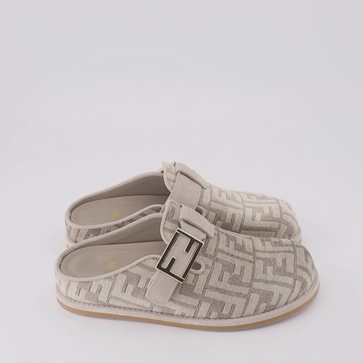 オープントゥシューズ フェンディ フィール ミュール Fendi ベージュ 女性