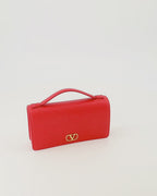 Petite maroquinerie Portafoglio a catena VLogo in pelle rossa Valentino Garavani Rouge Femme