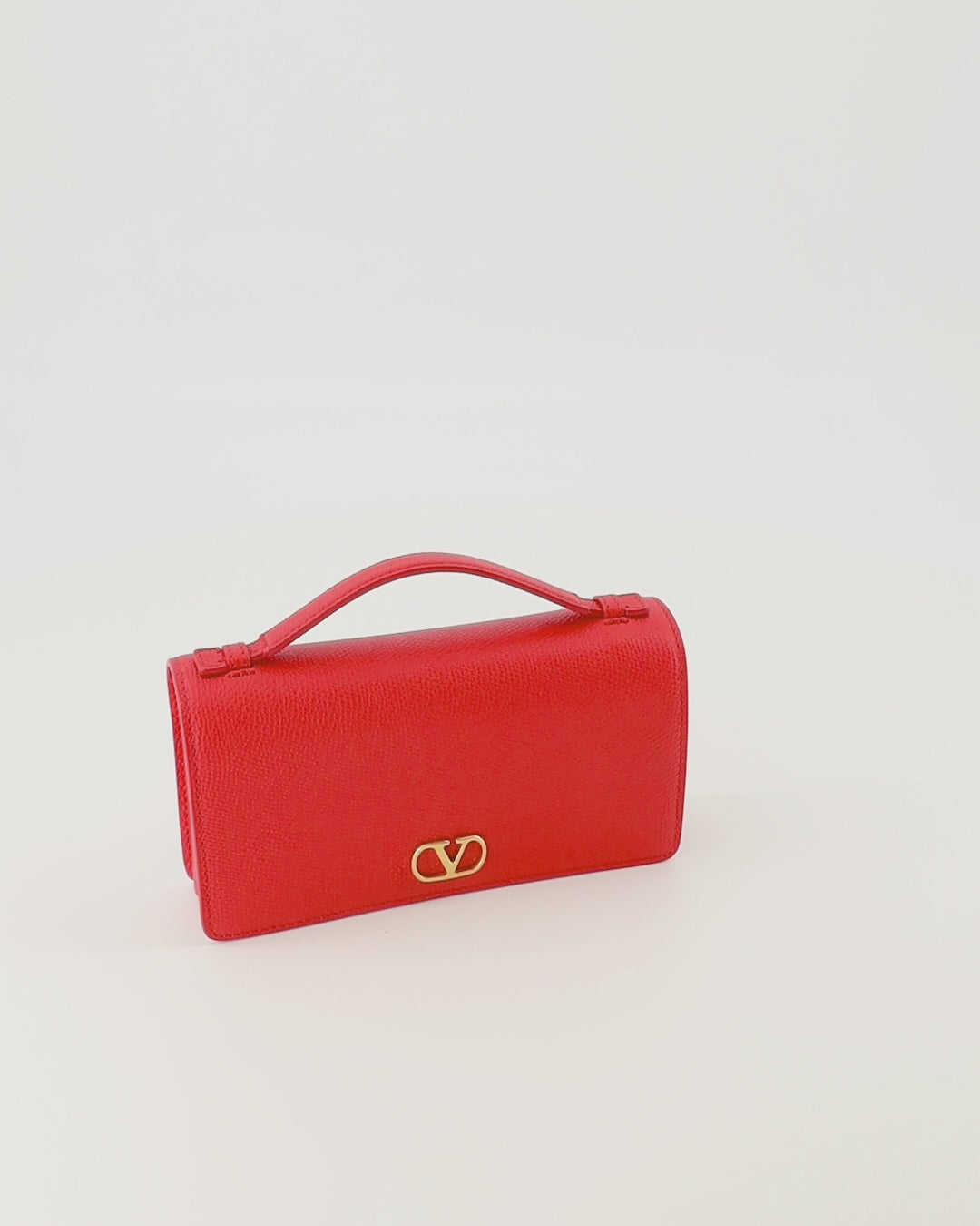 Petite maroquinerie VLogo Chain Wallet in Red Leather Valentino Garavani Rouge Femme