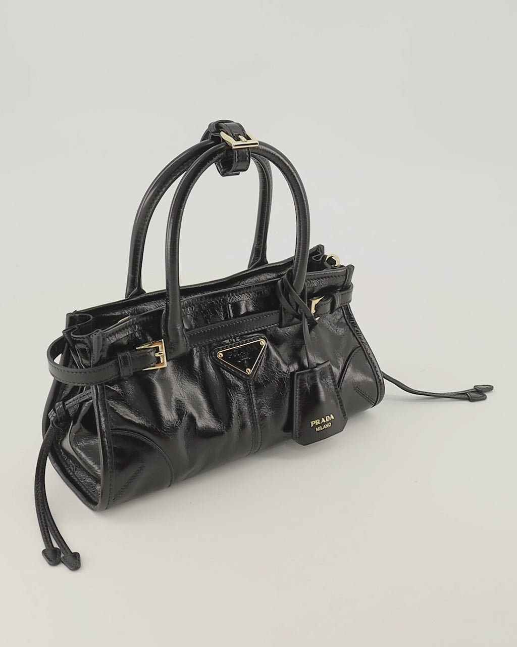 Sacs à main et épaule Mini Bonnie Leather Bag in Black Prada Noir Femme