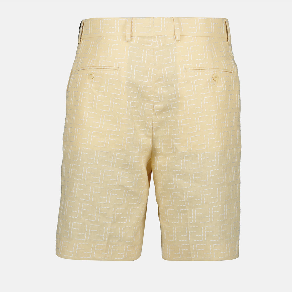 Shorts Calções de Linho Fendi Amarelo Homme