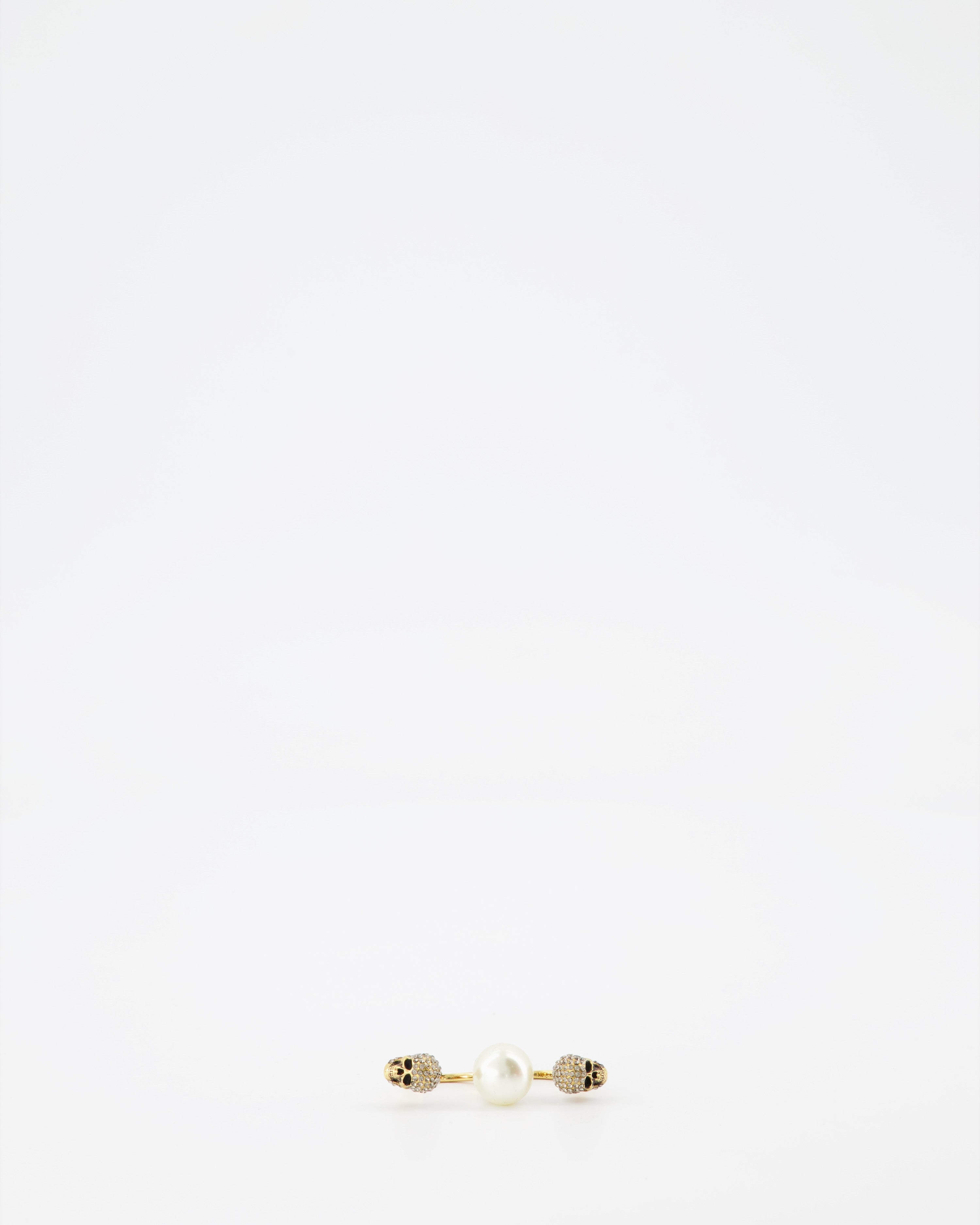 Bijoux Bague double Skull Alexander McQueen Doré Femme