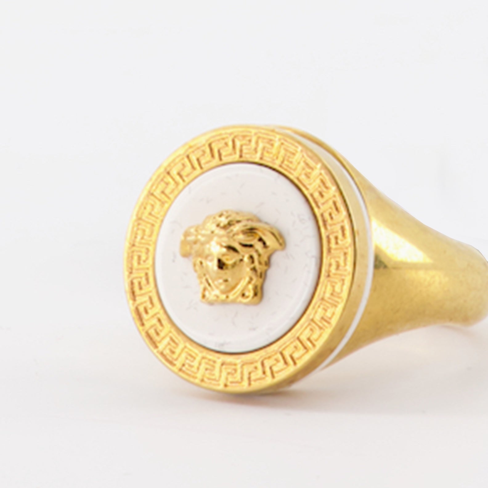 Bijoux Bague Medusa Versace Blanc Homme
