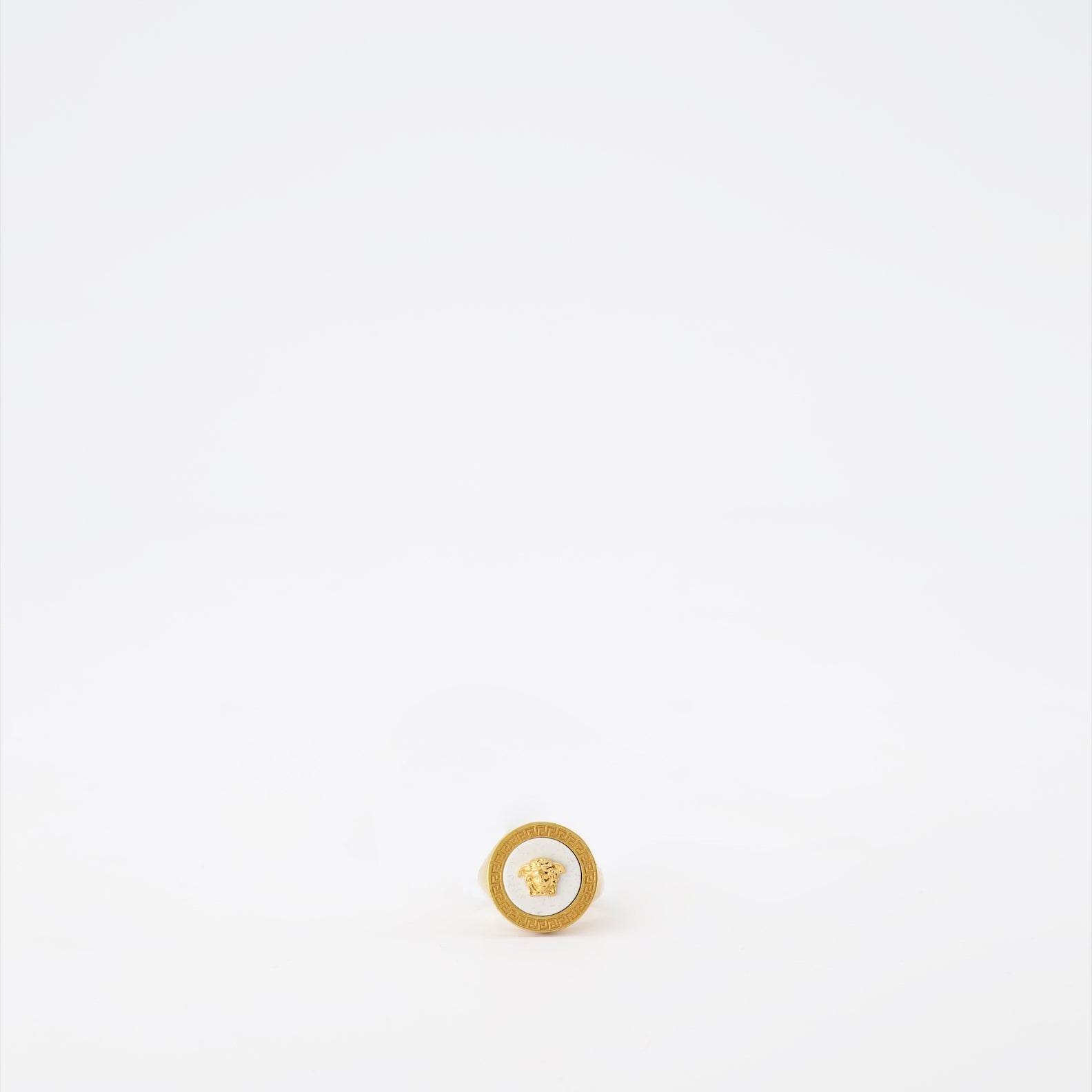 Bijoux Bague Medusa Versace Blanc Homme