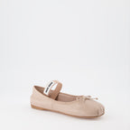 Chaussures plates Ballerines en cuir Miu Miu Beige Femme