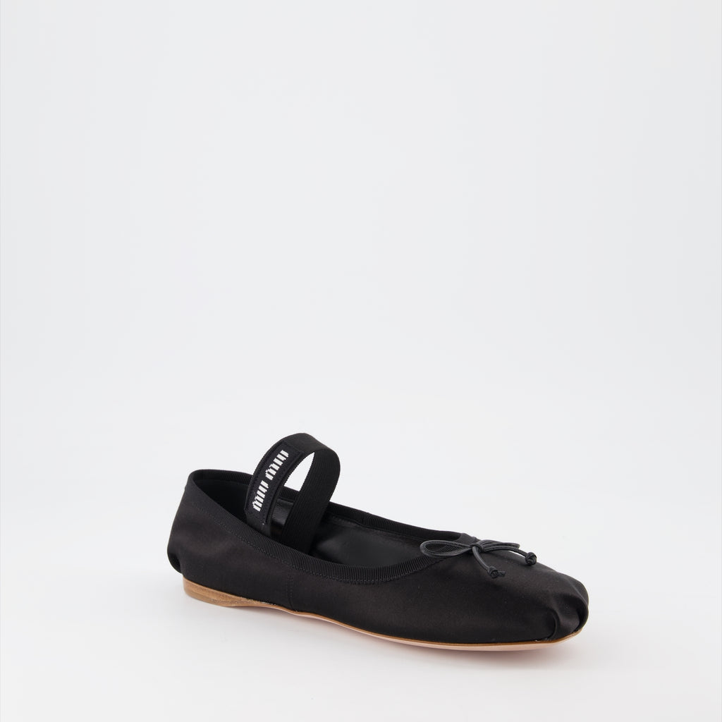 Ballerine Ballerines en soie Miu Miu Nero Femme
