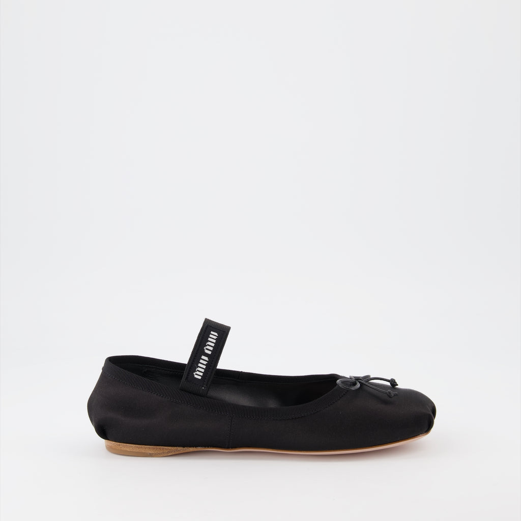 Ballerine Ballerines en soie Miu Miu Nero Femme