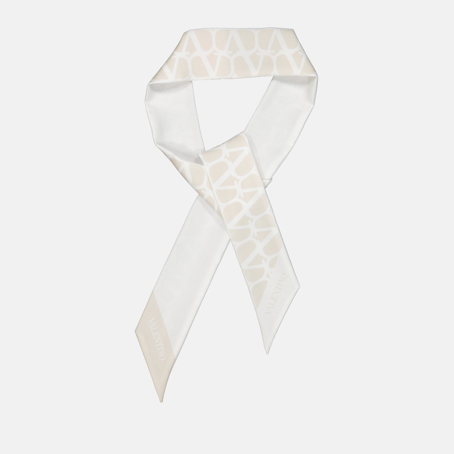 Écharpes, foulards et gants Bandeau VLogo en soie Valentino Garavani Beige Femme