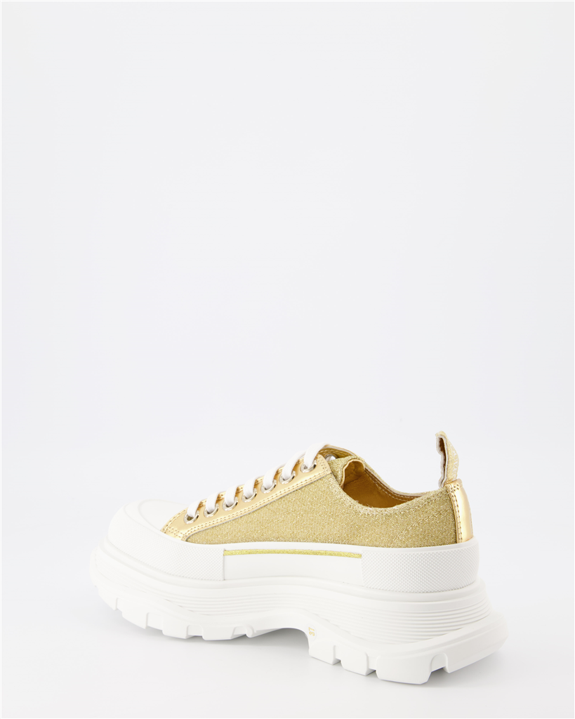Baskets Baskets Tread Slick en toile Alexander McQueen Doré Femme
