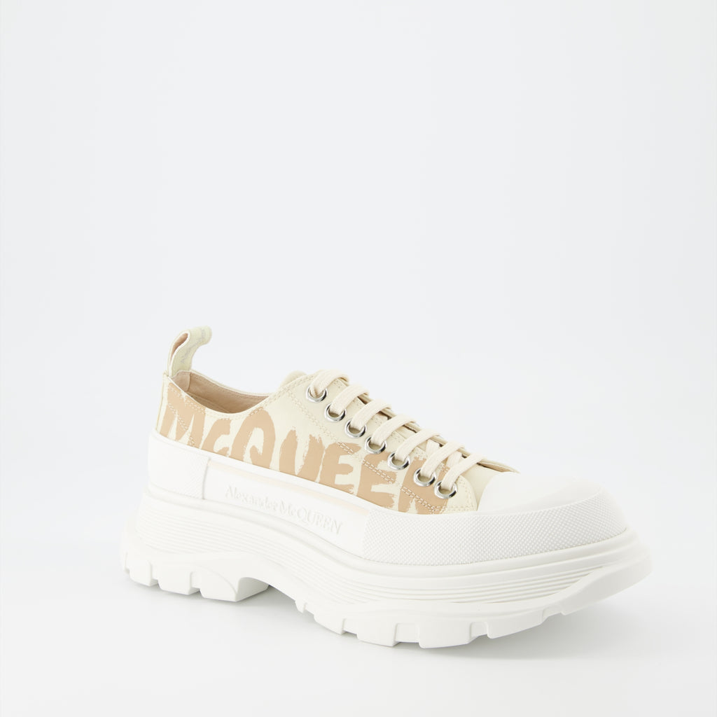 Tênis Baskets Tread Slick Graffiti Alexander McQueen Bege Femme