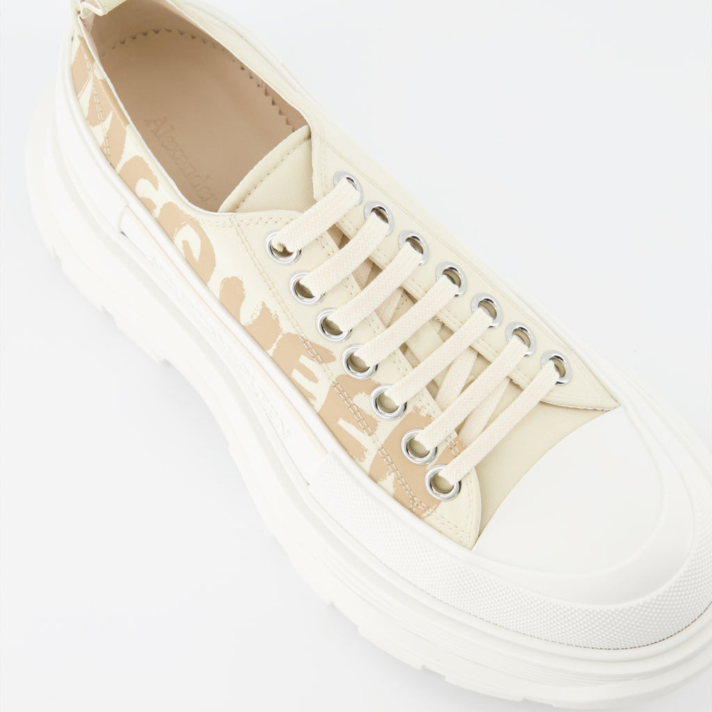 Tênis Baskets Tread Slick Graffiti Alexander McQueen Bege Femme