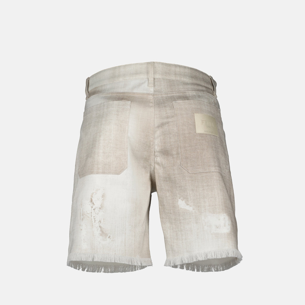 Shorts Bermuda en denim Fendi Beige Homme
