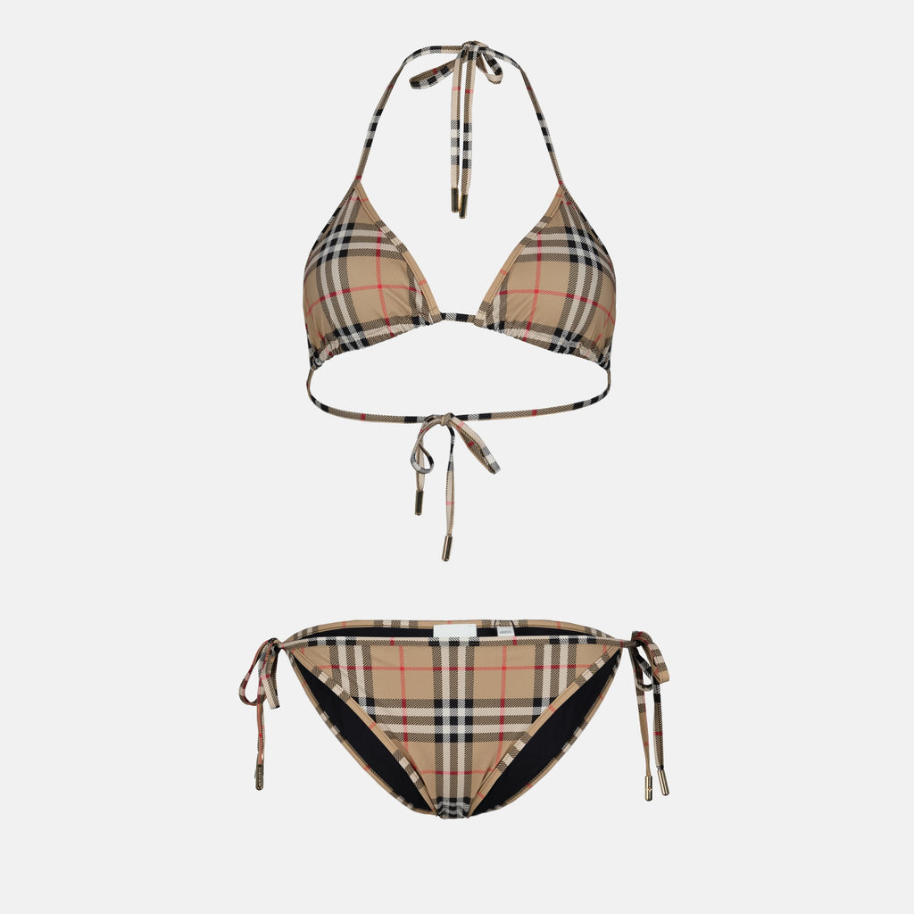Beachwear Bikini Check Vintage Burberry Beige Femme