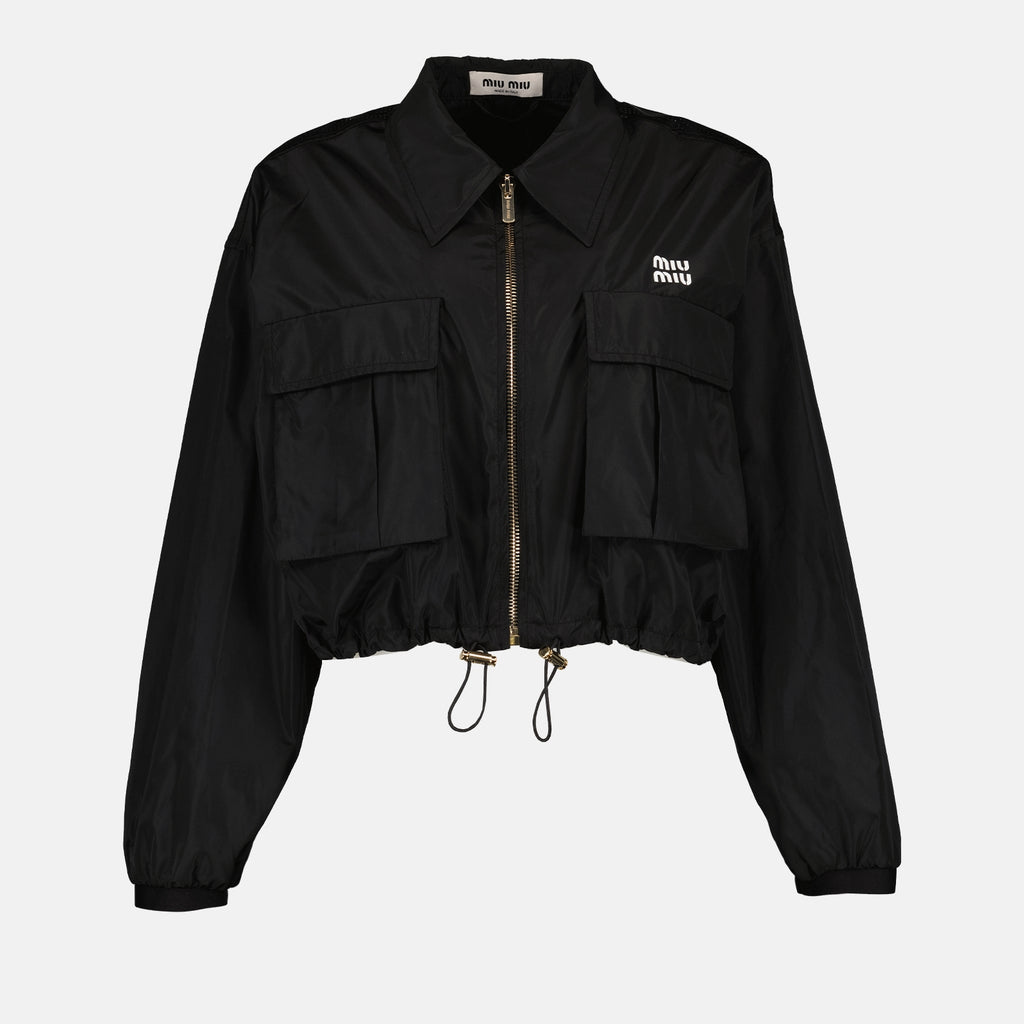 Jaquetas Blouson en soie technique Miu Miu Preto Femme