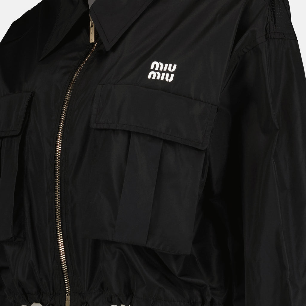 Jaquetas Blouson en soie technique Miu Miu Preto Femme