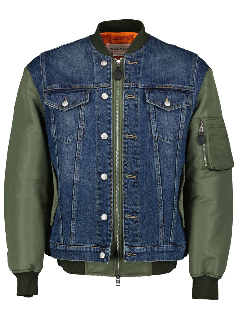 Jackets Bi-material bomber Alexander McQueen Blue Homme