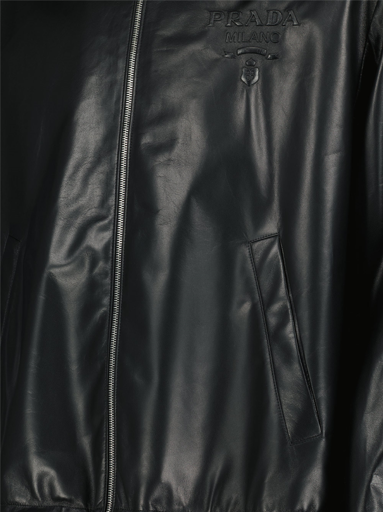 Mäntel Leder Bomber Prada Schwarz Homme