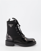 Ankle boots Combat ankle boots in leather and Re-Nylon Prada Black Women