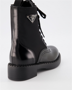 Ankle boots Combat ankle boots in leather and Re-Nylon Prada Black Women