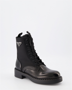 Ankle boots Combat ankle boots in leather and Re-Nylon Prada Black Women