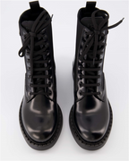 Ankle boots Combat ankle boots in leather and Re-Nylon Prada Black Women