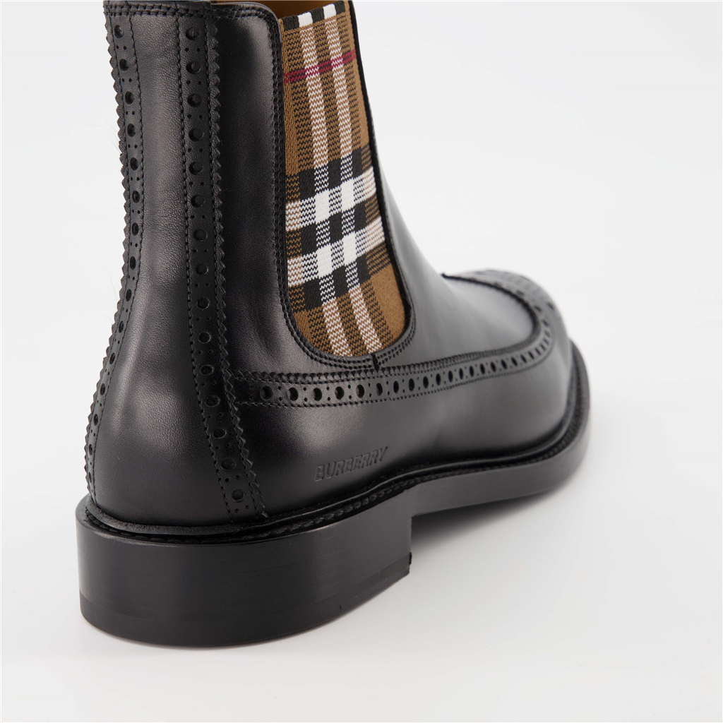 Boots and ankle boots Checked ankle boots Burberry Black Man