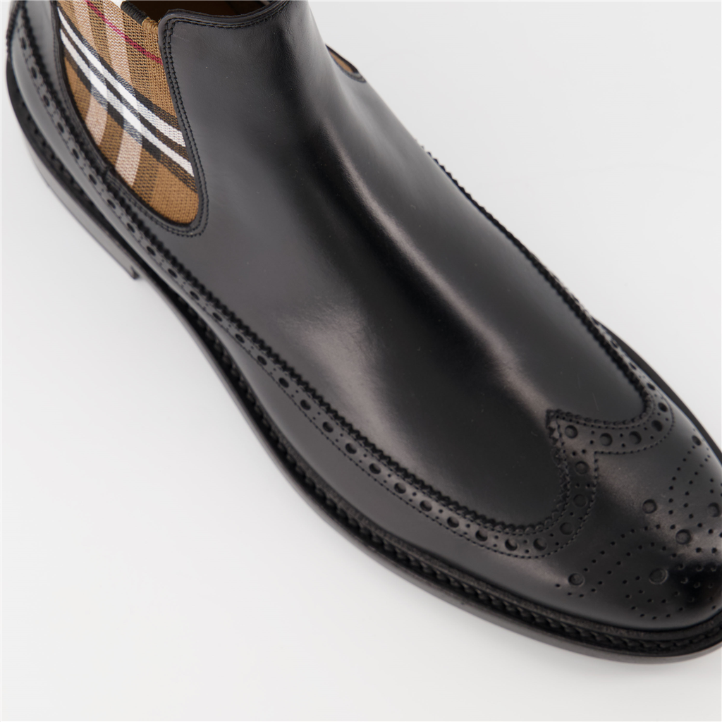 Boots and ankle boots Checked ankle boots Burberry Black Man