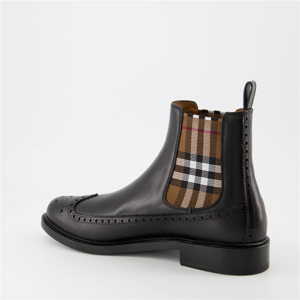 Boots and ankle boots Checked ankle boots Burberry Black Man