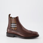 Boots and ankle boots Checked ankle boots Burberry Brown Man