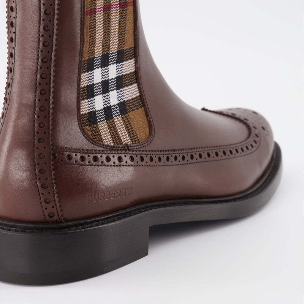 Boots and ankle boots Checked ankle boots Burberry Brown Man