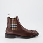 Boots and ankle boots Checked ankle boots Burberry Brown Man