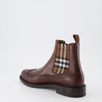 Boots and ankle boots Checked ankle boots Burberry Brown Man