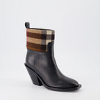 Ankle boots Checked leather ankle boots Burberry Black Women