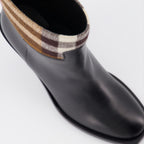 Ankle boots Checked leather ankle boots Burberry Black Women