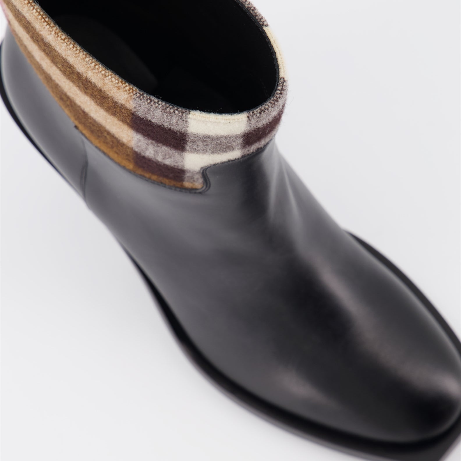 Ankle boots Checked leather ankle boots Burberry Black Women