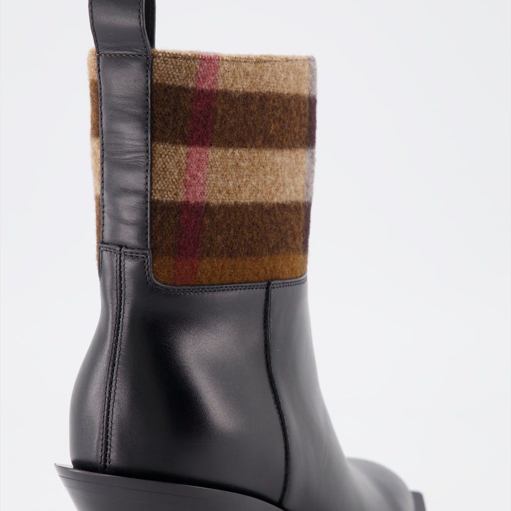 Ankle boots Checked leather ankle boots Burberry Black Women