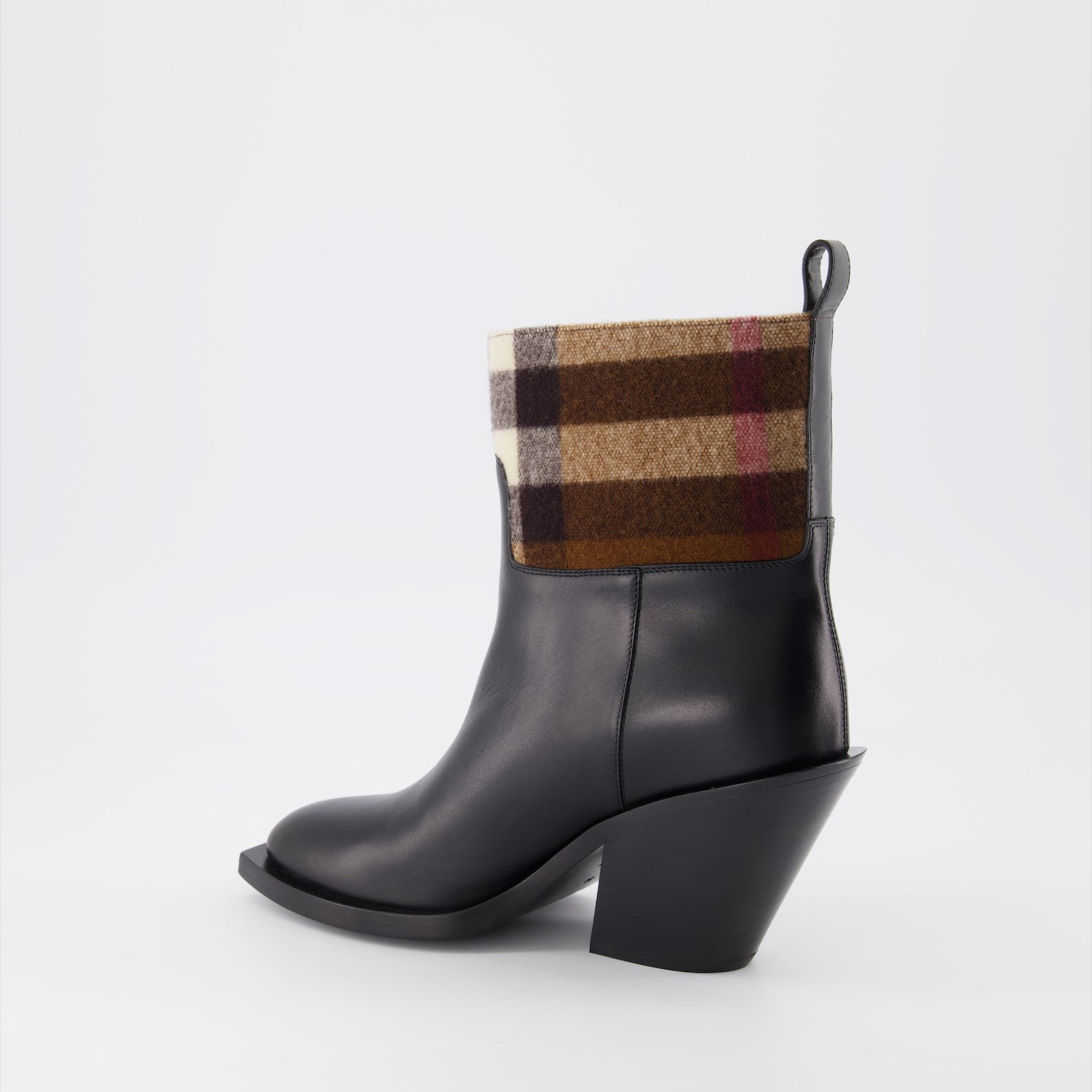 Ankle boots Checked leather ankle boots Burberry Black Women