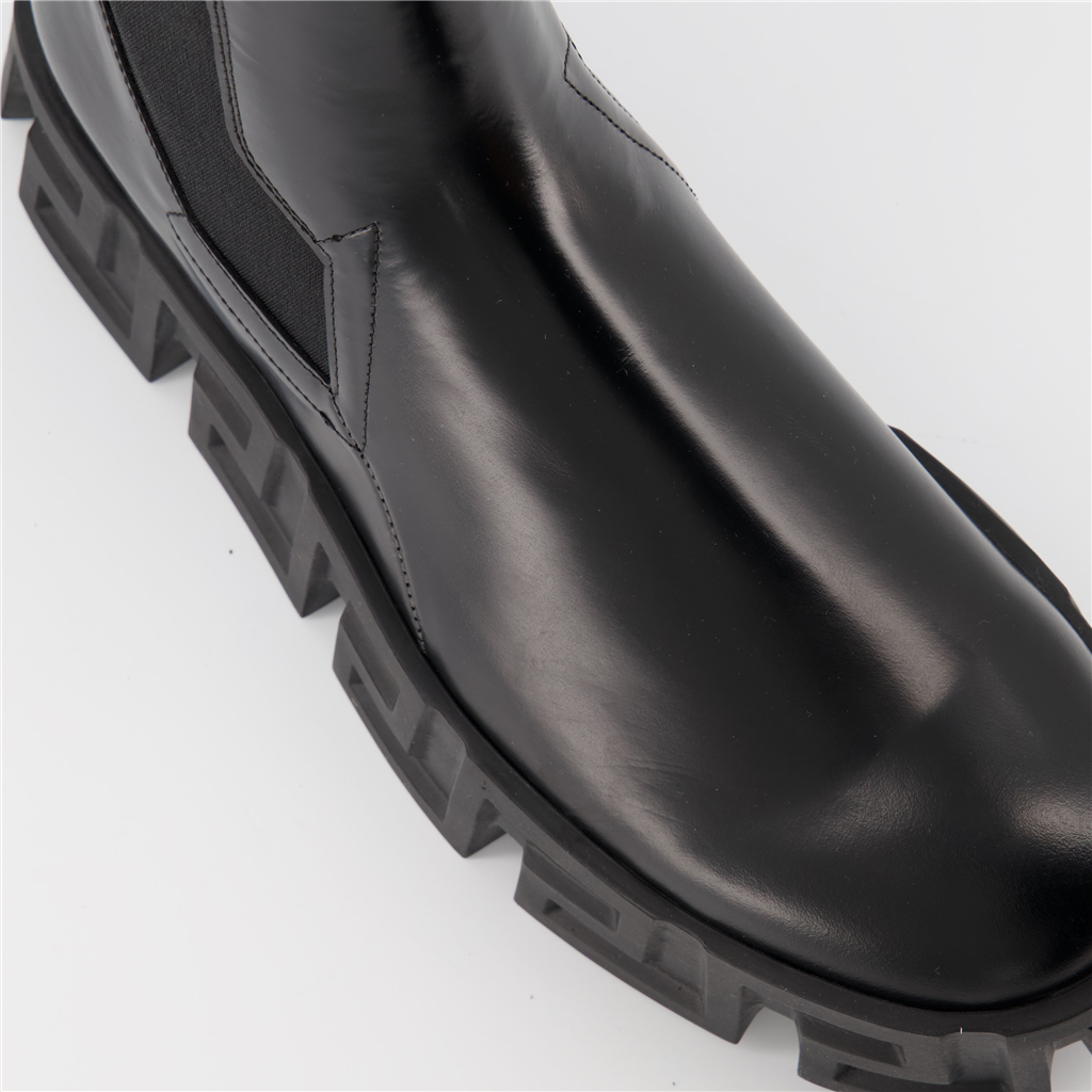 Boots and ankle boots Greca ankle boots Versace Black Man