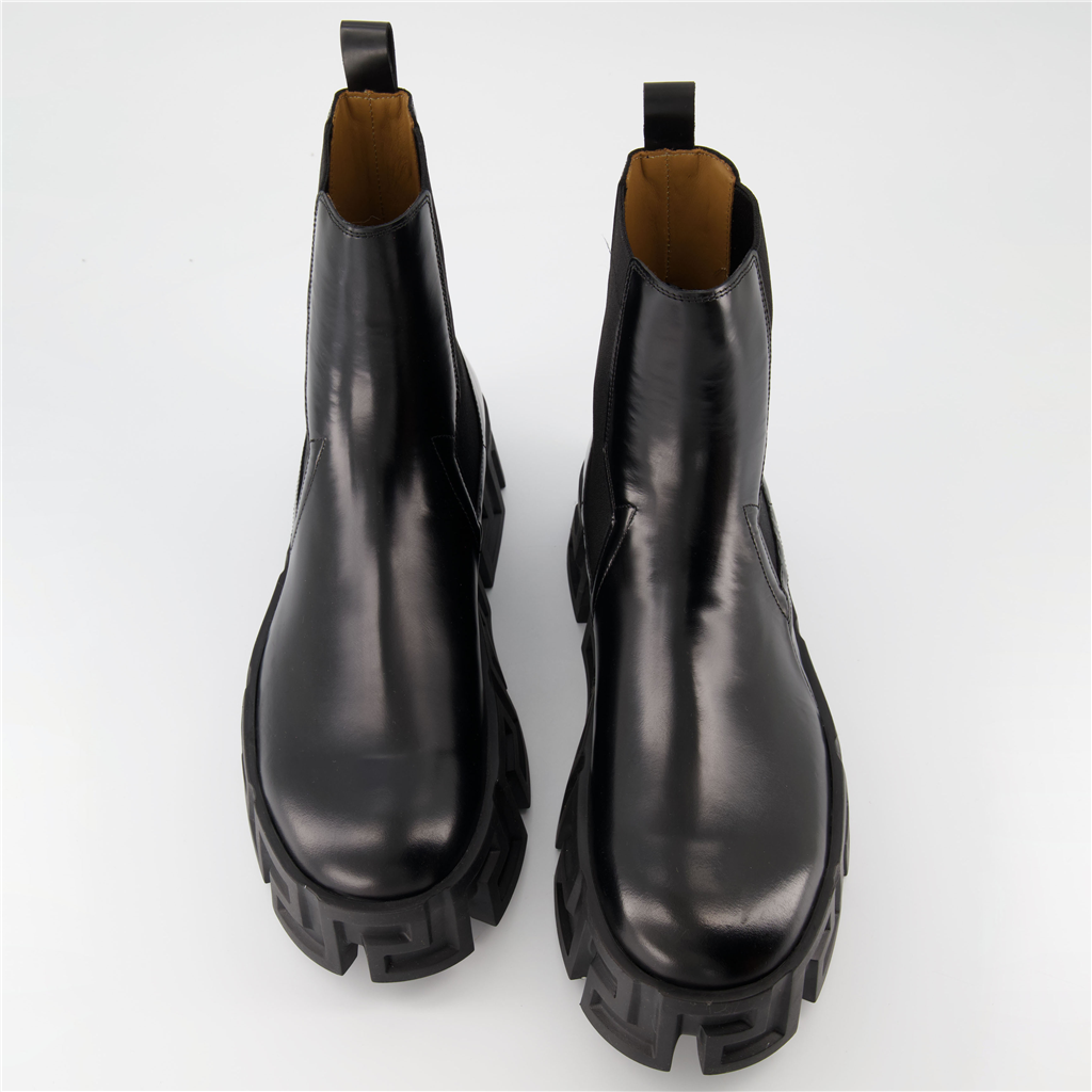 Boots and ankle boots Greca ankle boots Versace Black Man