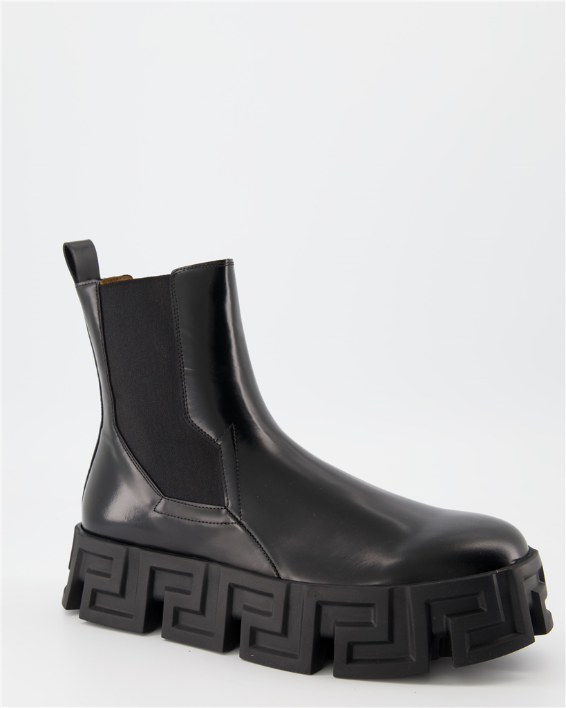 Boots and ankle boots Greca ankle boots Versace Black Man