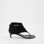 Bottines tongs en cuir noir