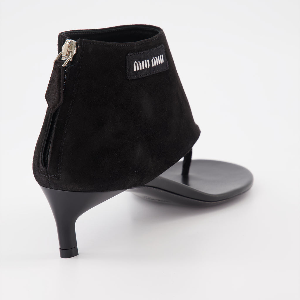 Bottines tongs en cuir noir