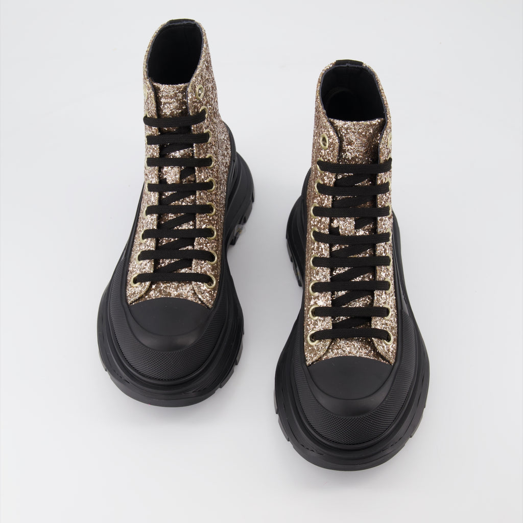 Bottines Bottines Tread Slick Alexander McQueen Doré Femme