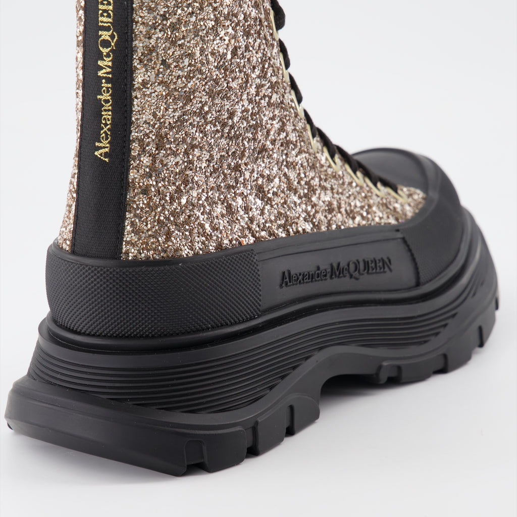Bottines Bottines Tread Slick Alexander McQueen Doré Femme
