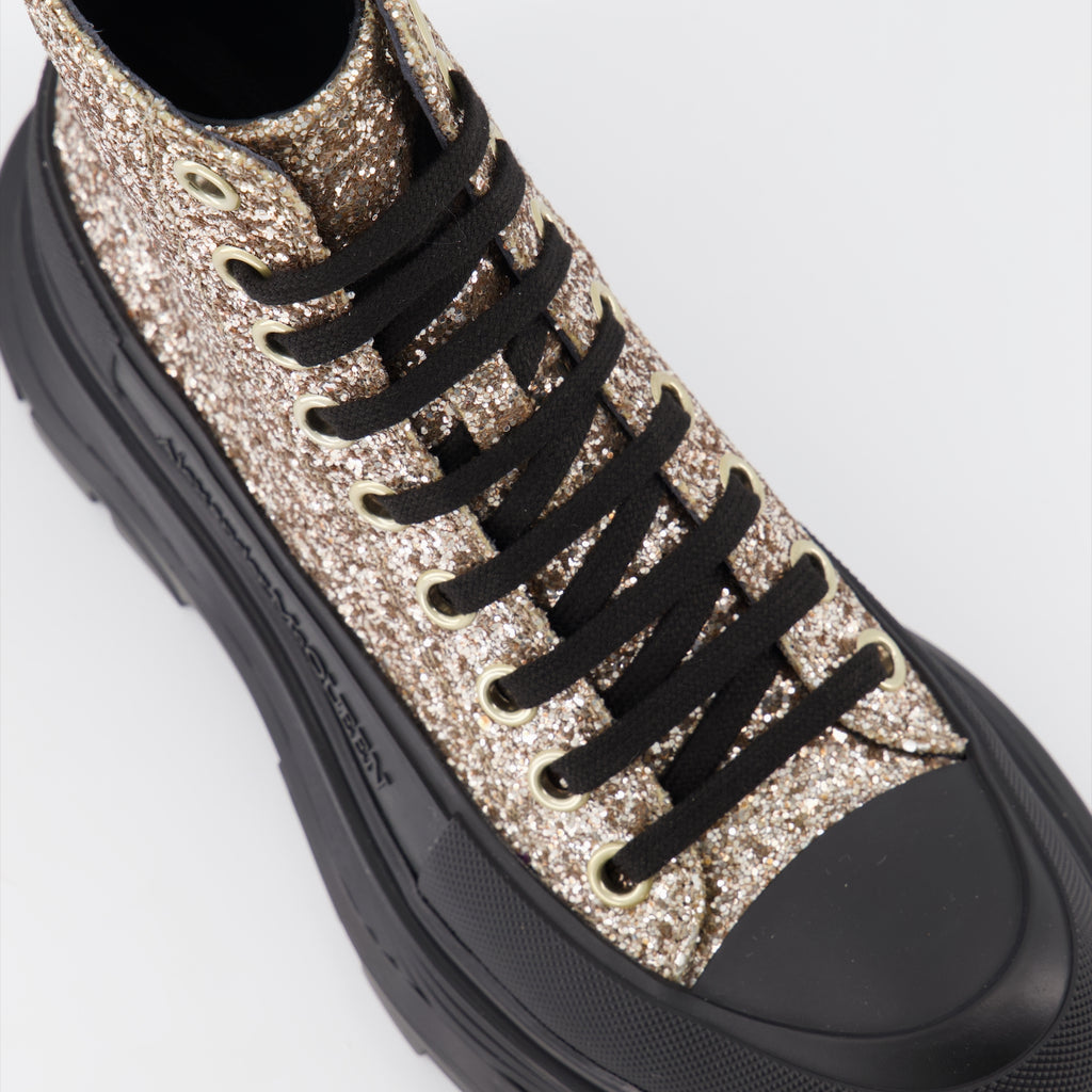 Bottines Bottines Tread Slick Alexander McQueen Doré Femme