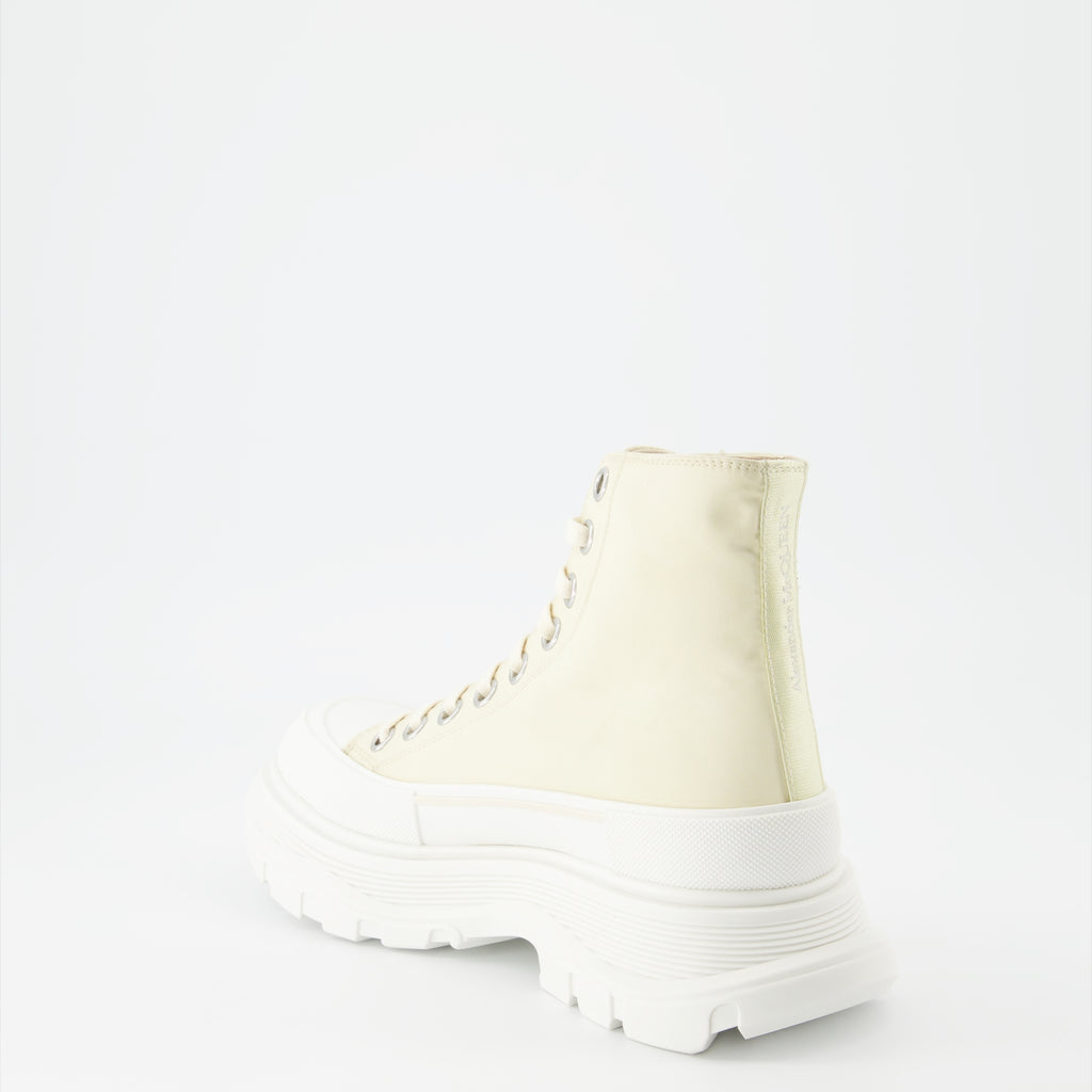 Bottines Bottines Tread Slick Graffiti Alexander McQueen Beige Femme