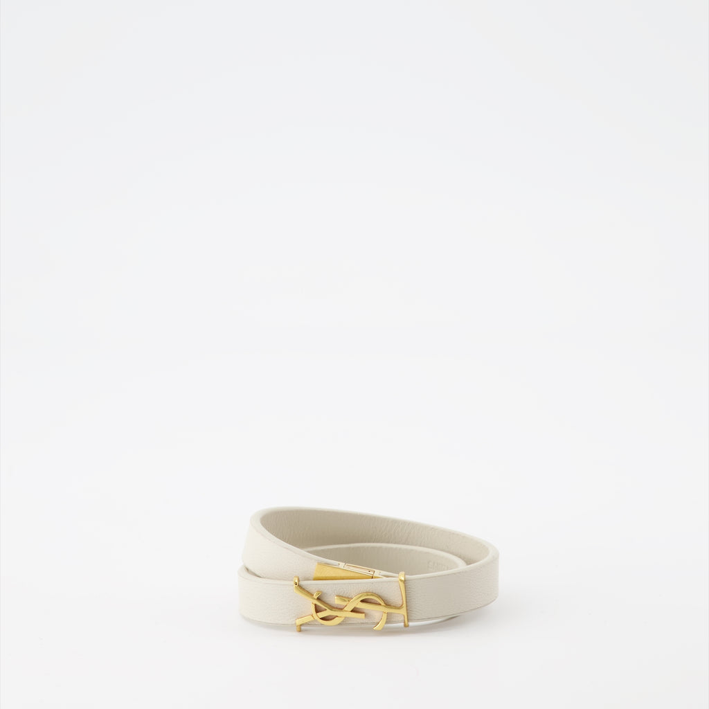 Bijoux Bracelet double YSL Beige Saint Laurent Beige Homme