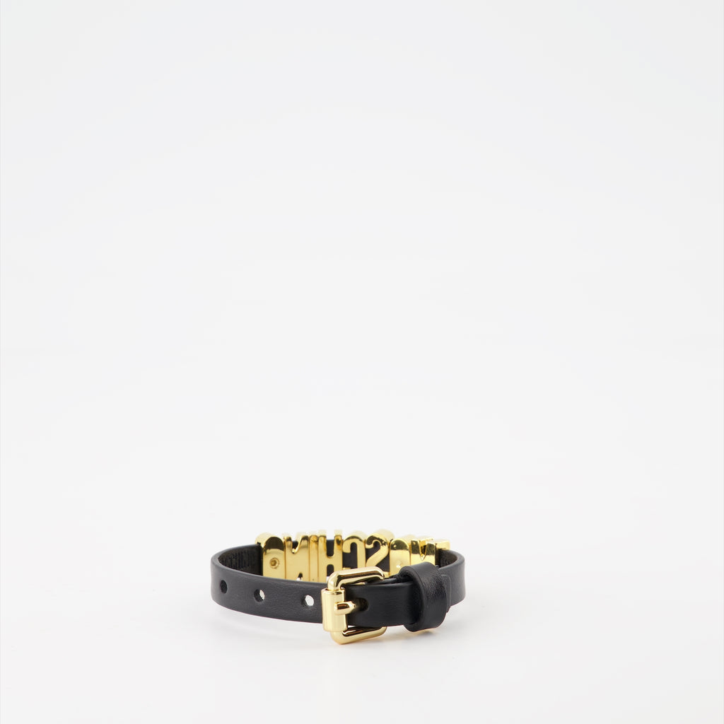Joyería Bracelet laminé Crystal Lettering Moschino Negro Femme