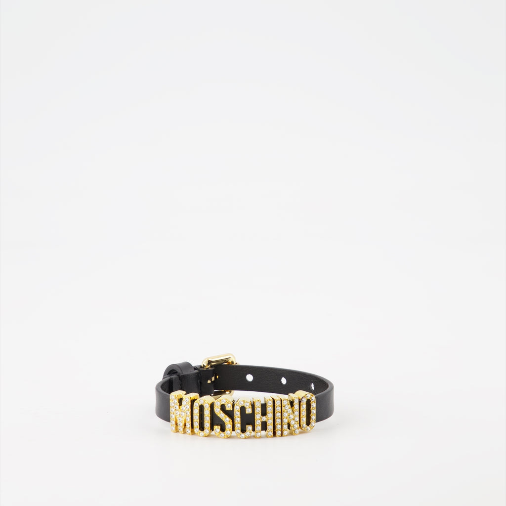 Joyería Bracelet laminé Crystal Lettering Moschino Negro Femme