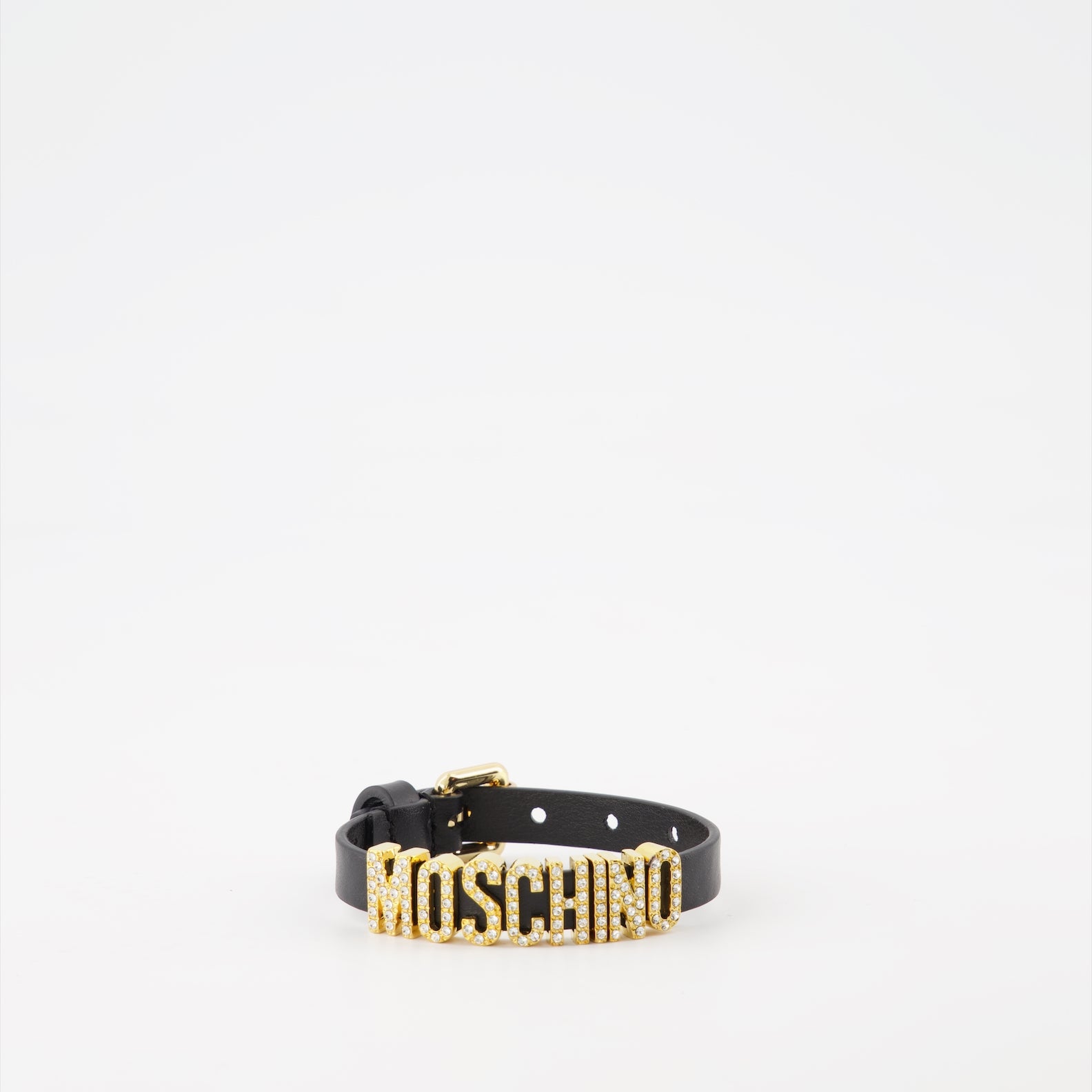 Bijoux Bracelet laminé Crystal Lettering Moschino Noir Femme